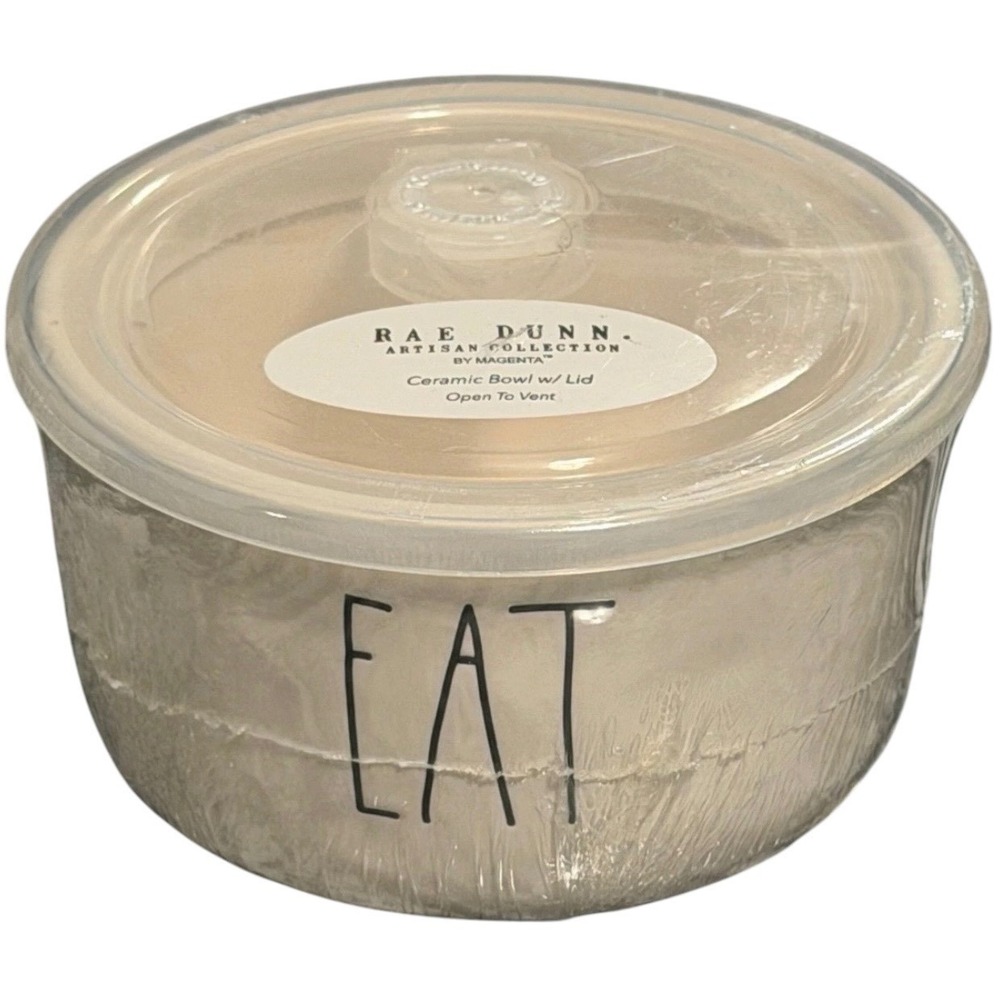 NEW Rae Dunn "EAT" Ceramic Bowl Vent Lid Container Artisan Collection by Magenta